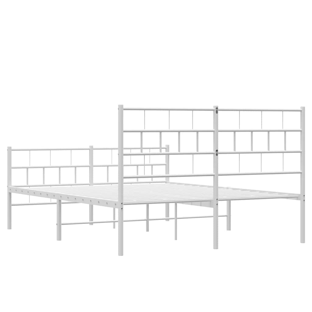 vidaXL Metalowa rama łóżka z wezgłowiem i zanóżkiem, biała, 120x200 cm