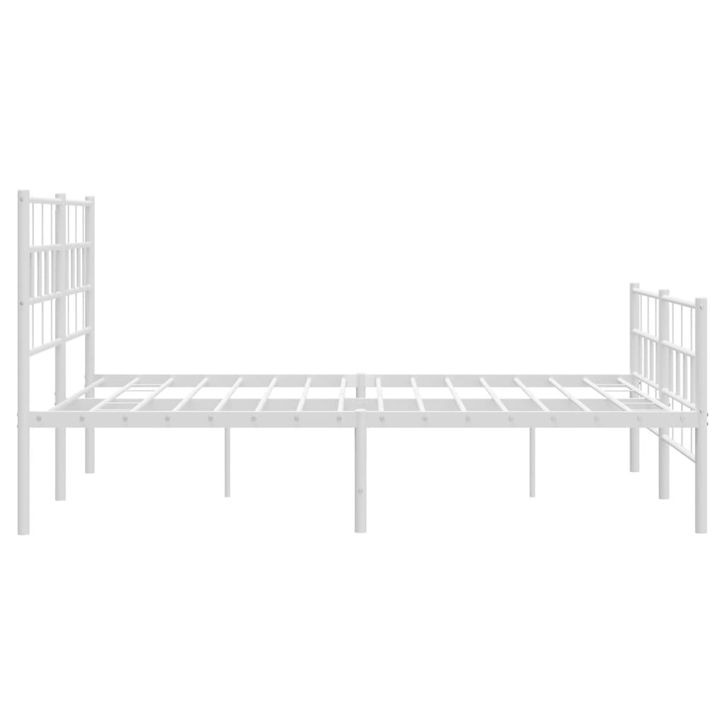 vidaXL Metalowa rama łóżka z wezgłowiem i zanóżkiem, biała, 140x190 cm