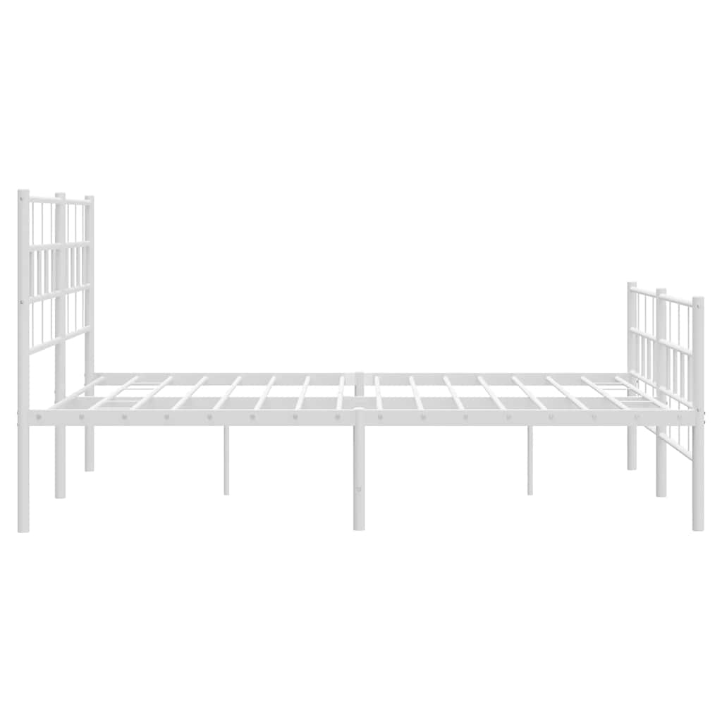 vidaXL Metalowa rama łóżka z wezgłowiem i zanóżkiem, biała, 150x200 cm