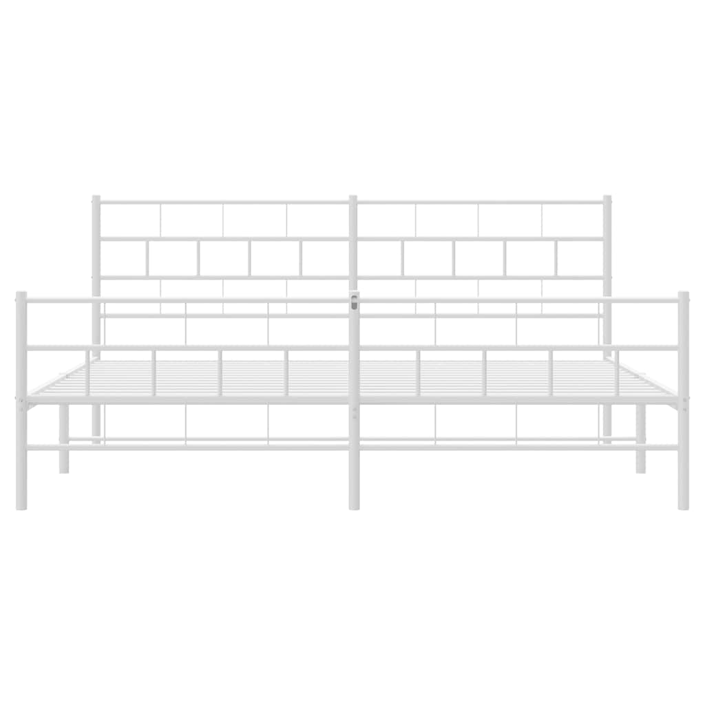 vidaXL Metalowa rama łóżka z wezgłowiem i zanóżkiem, biała, 183x213 cm