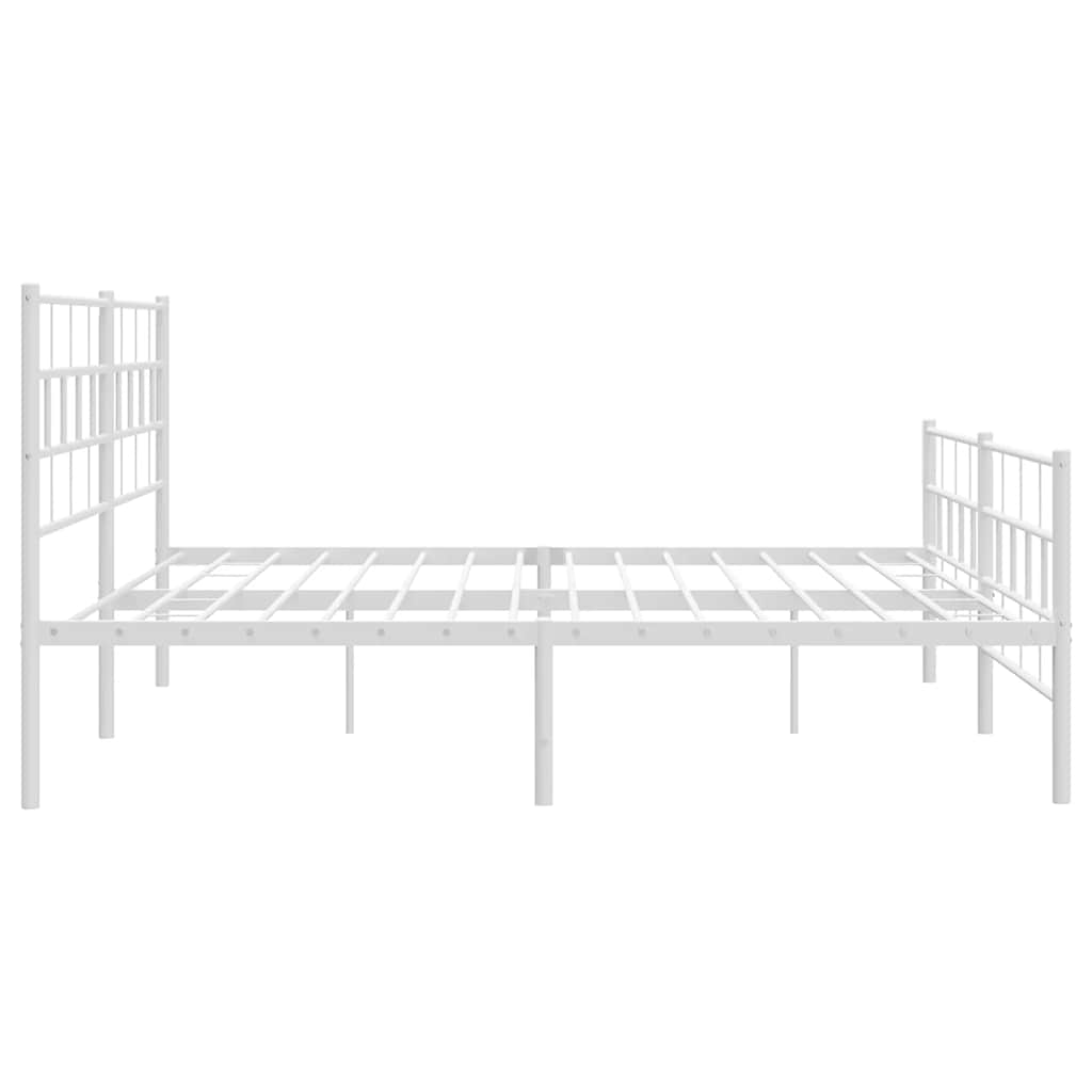 vidaXL Metalowa rama łóżka z wezgłowiem i zanóżkiem, biała, 183x213 cm