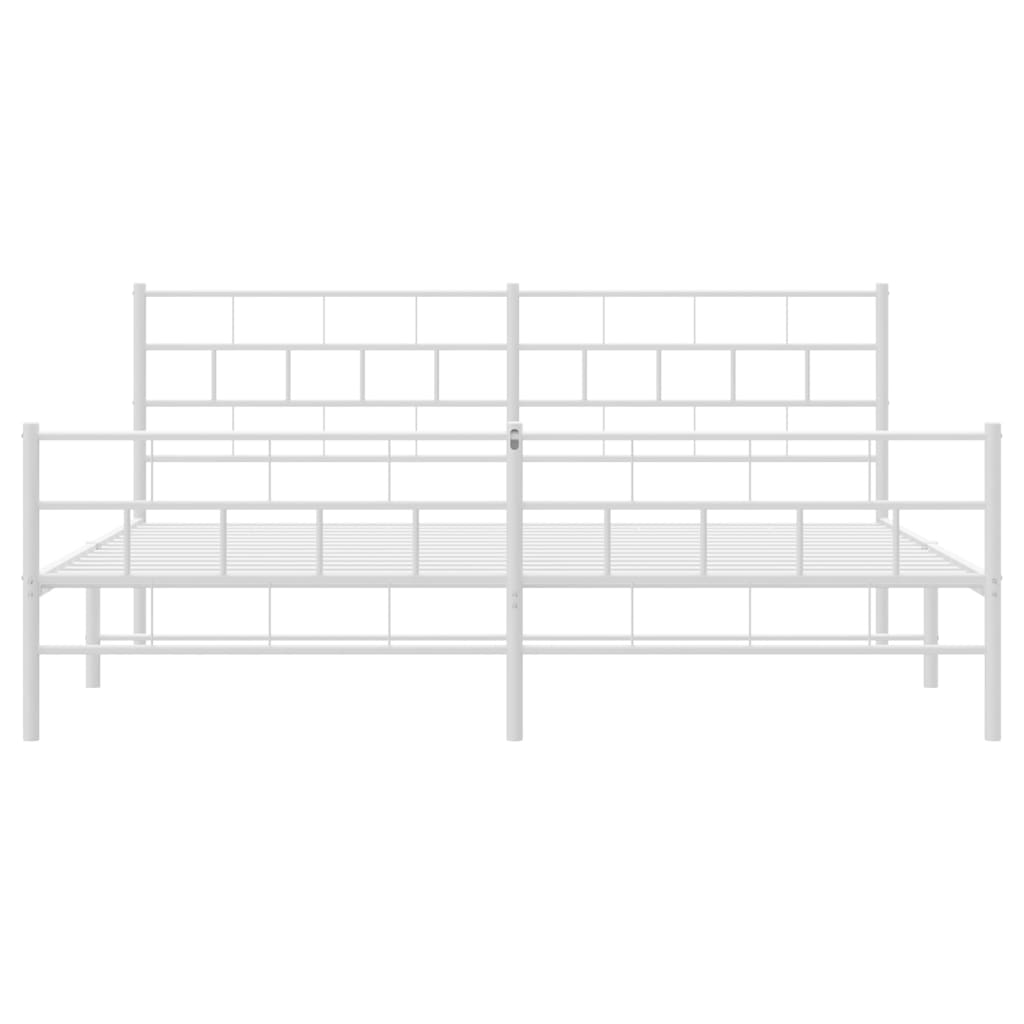 vidaXL Metalowa rama łóżka z wezgłowiem i zanóżkiem, biała, 200x200 cm