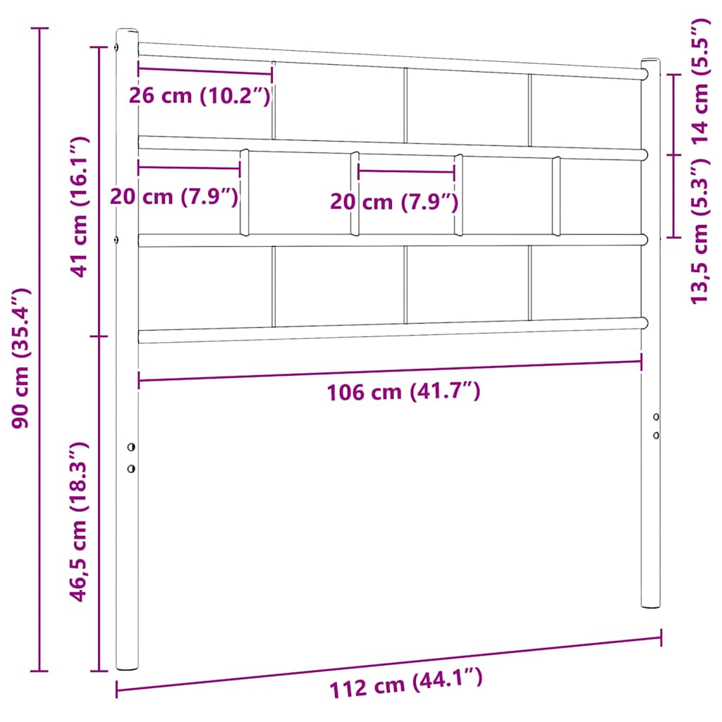 vidaXL Metalowe wymienne wezgłowie, białe, 107 cm