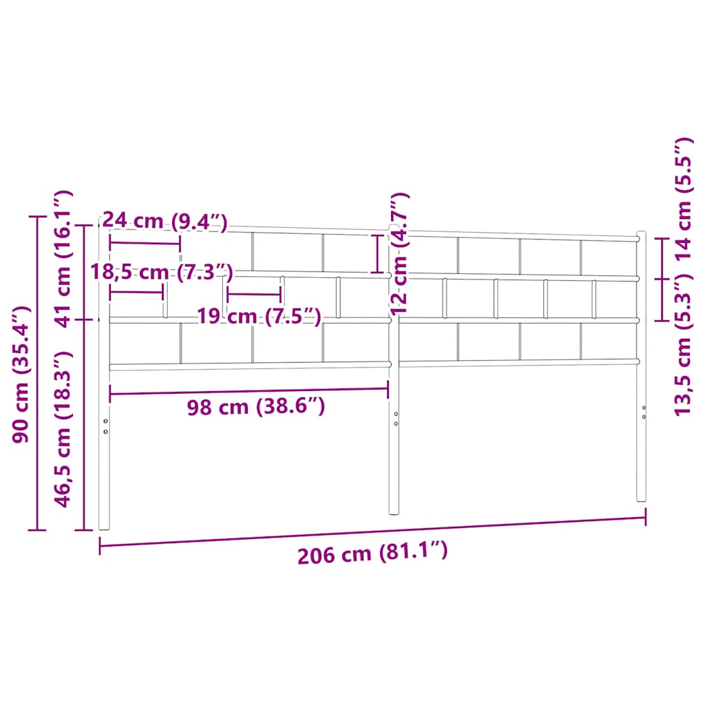 vidaXL Metalowe wymienne wezgłowie, białe, 200 cm