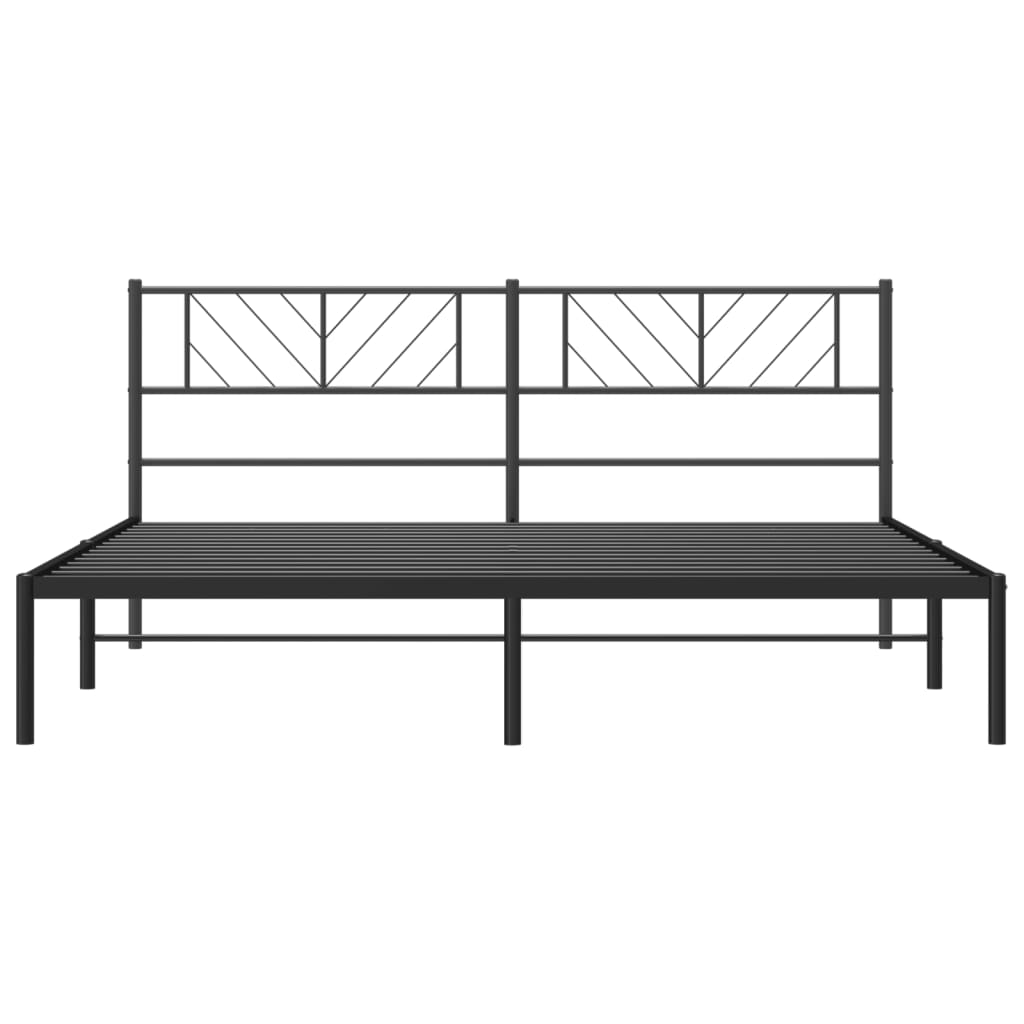 vidaXL Metalowa rama łóżka z wezgłowiem, czarna, 180x200 cm