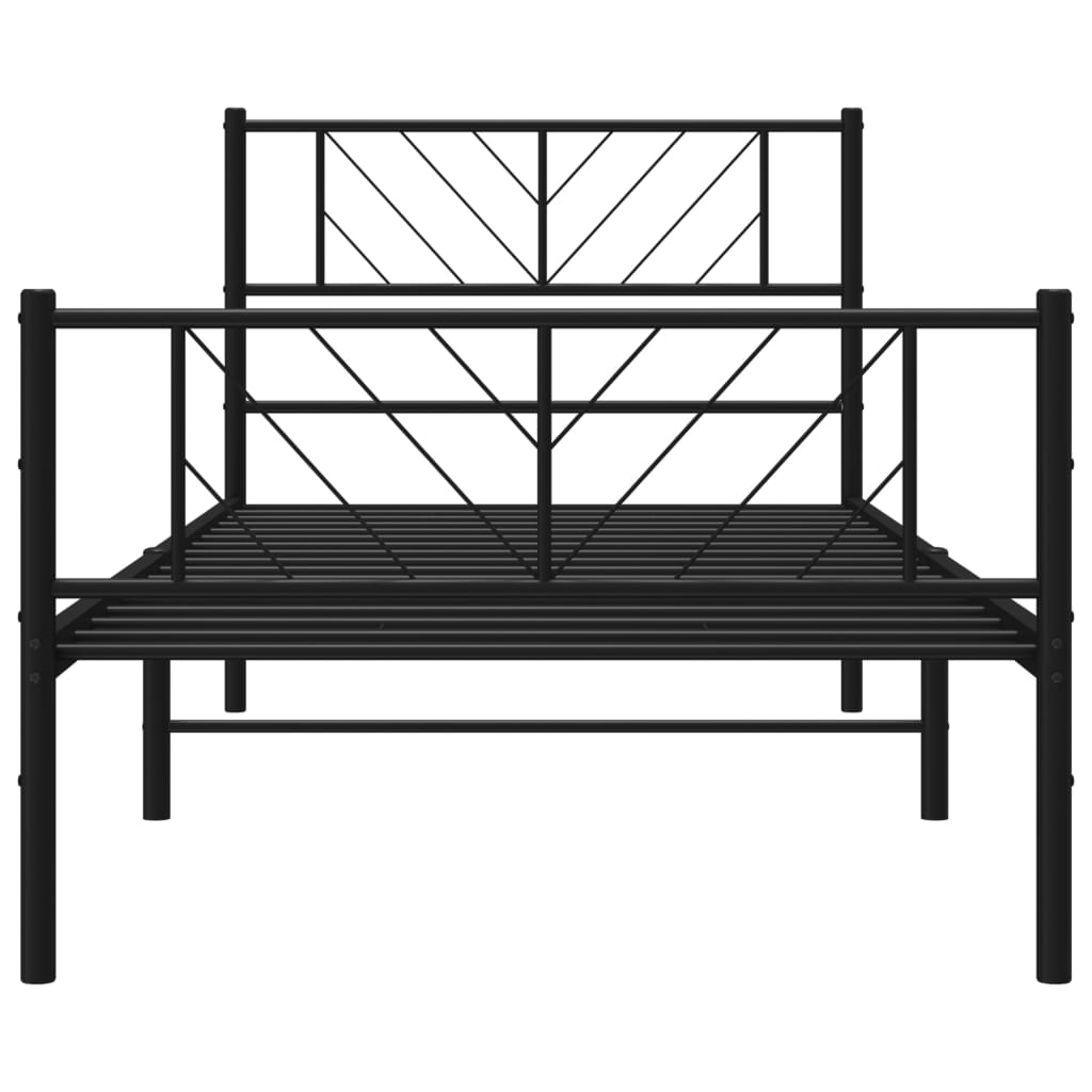 vidaXL Metalowa rama łóżka z wezgłowiem i zanóżkiem, czarna, 80x200 cm