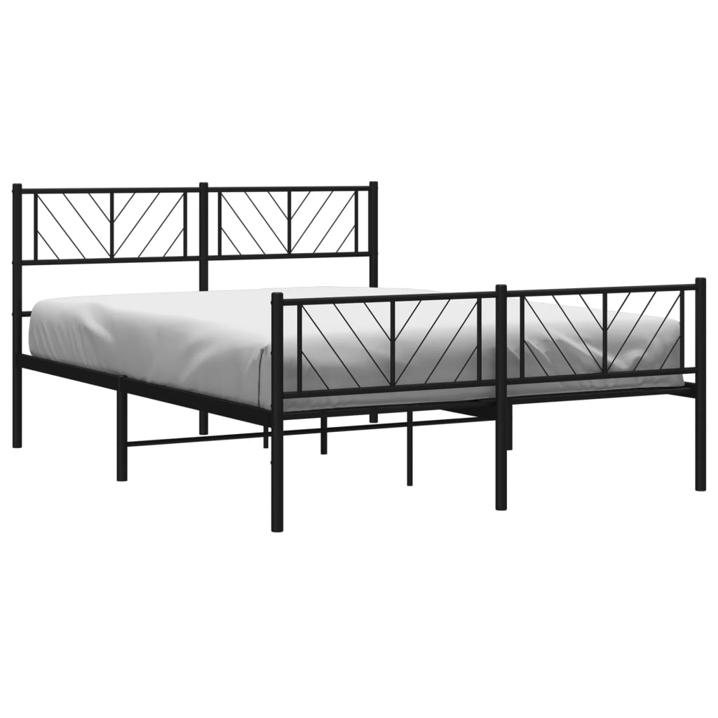 vidaXL Metalowa rama łóżka z wezgłowiem i zanóżkiem, czarna, 120x190cm