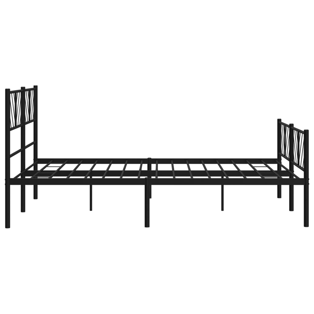 vidaXL Metalowa rama łóżka z wezgłowiem i zanóżkiem, czarna, 120x190cm