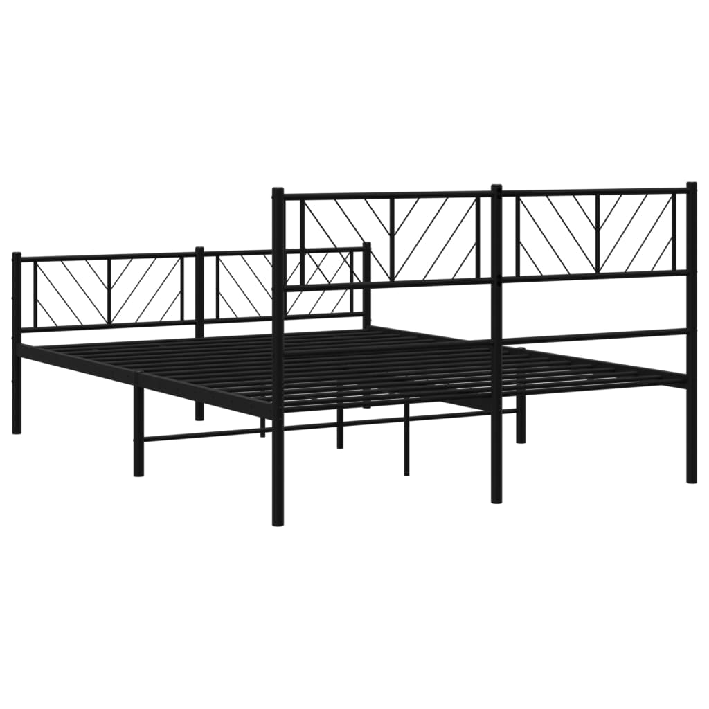 vidaXL Metalowa rama łóżka z wezgłowiem i zanóżkiem, czarna, 120x190cm