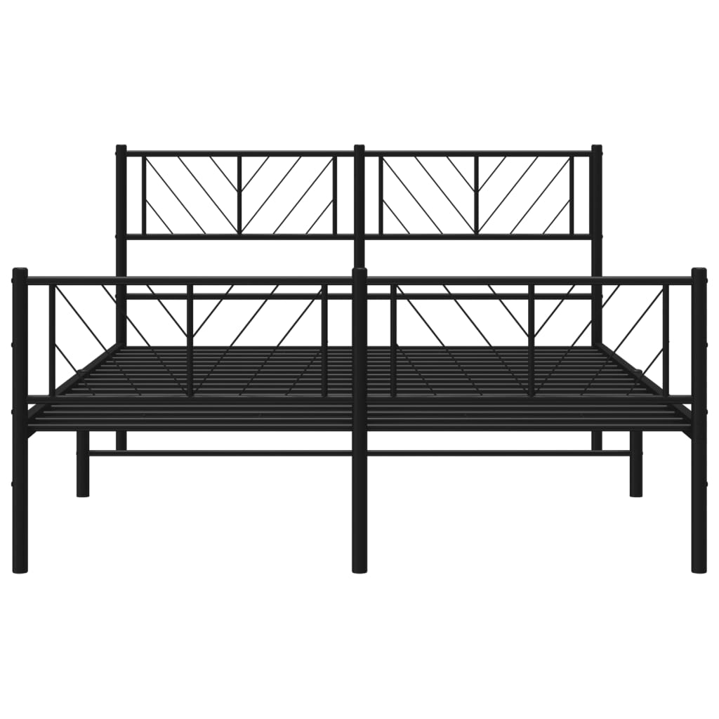 vidaXL Metalowa rama łóżka z wezgłowiem i zanóżkiem, czarna, 140x200cm