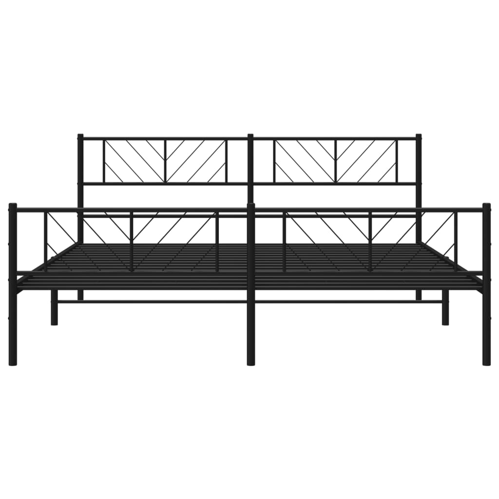 vidaXL Metalowe łóżko z zanóżkiem, bez materaca, czarne, 180x200 cm