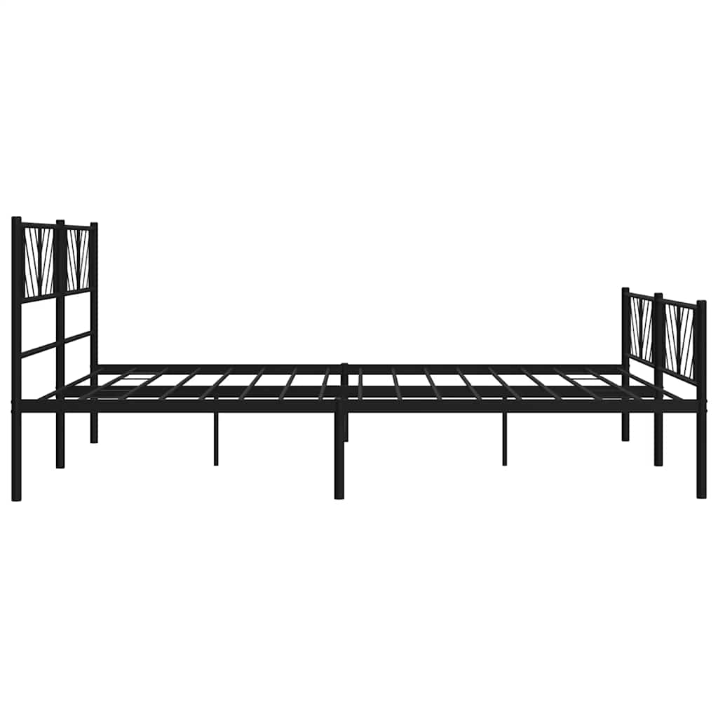 vidaXL Metalowe łóżko z zanóżkiem, bez materaca, czarne, 180x200 cm