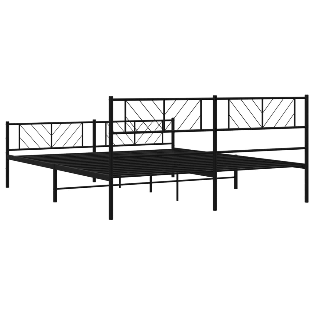 vidaXL Metalowe łóżko z zanóżkiem, bez materaca, czarne, 180x200 cm