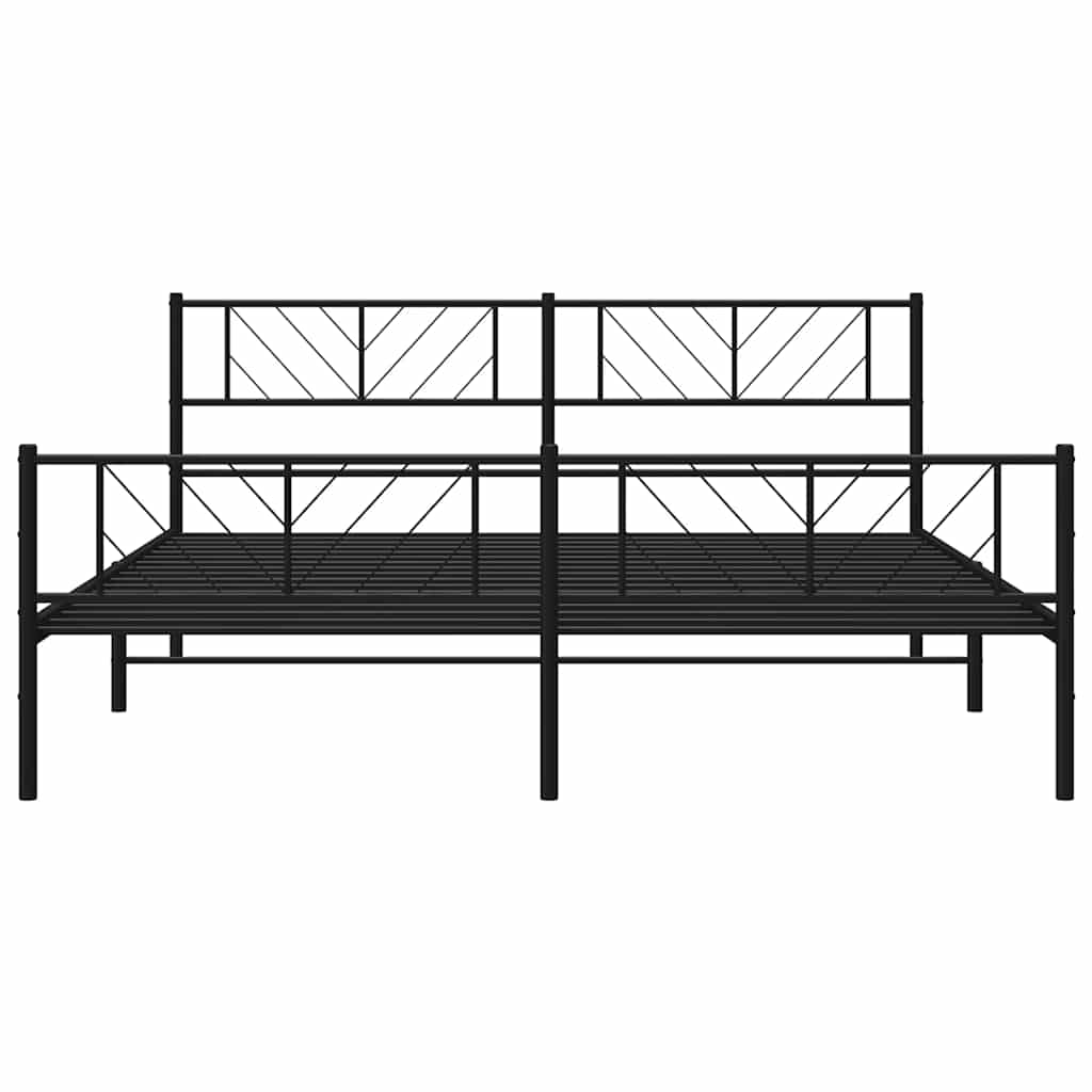 vidaXL Metalowa rama łóżka z wezgłowiem i zanóżkiem, czarna, 183x213cm
