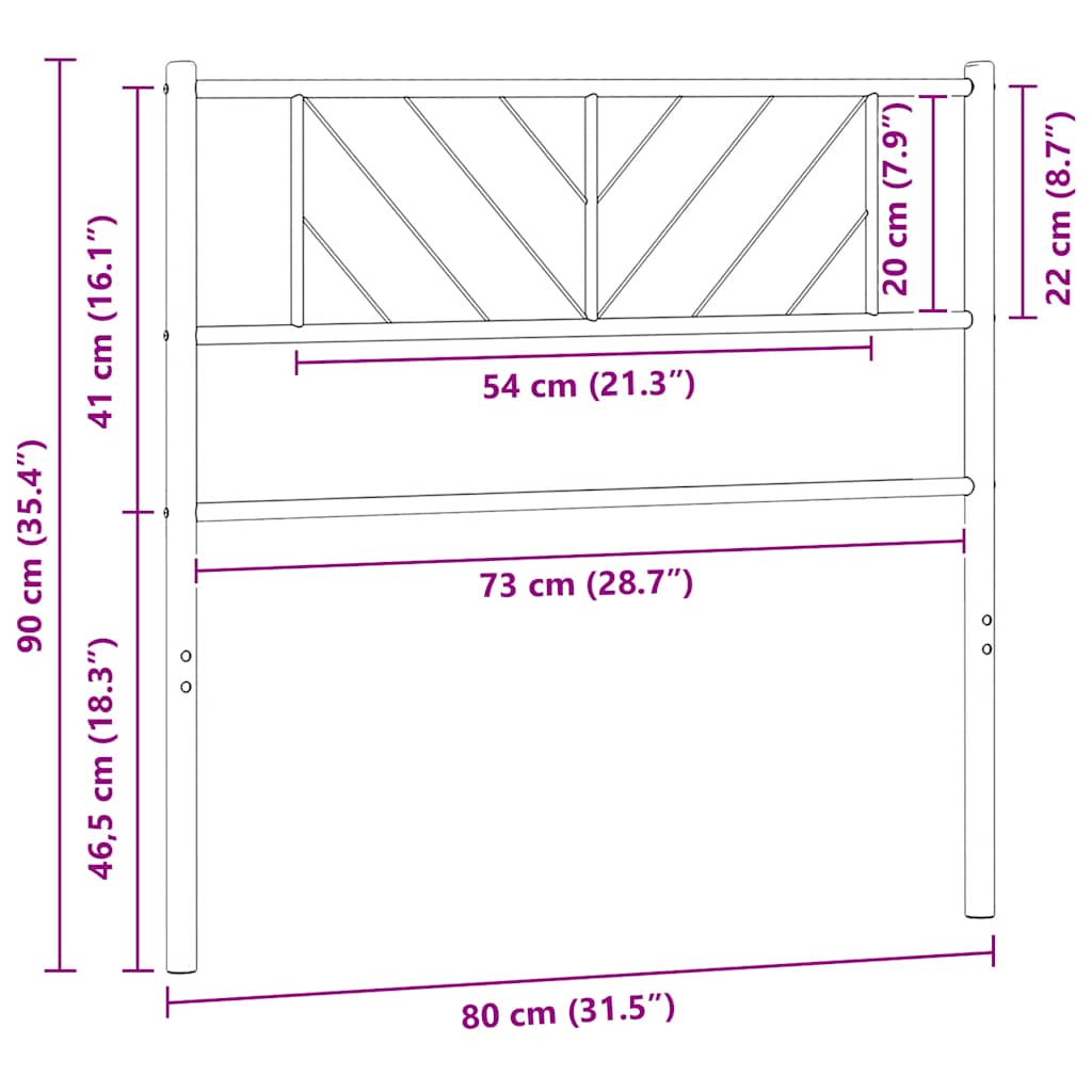 vidaXL Metalowe wymienne wezgłowie, czarne, 75 cm