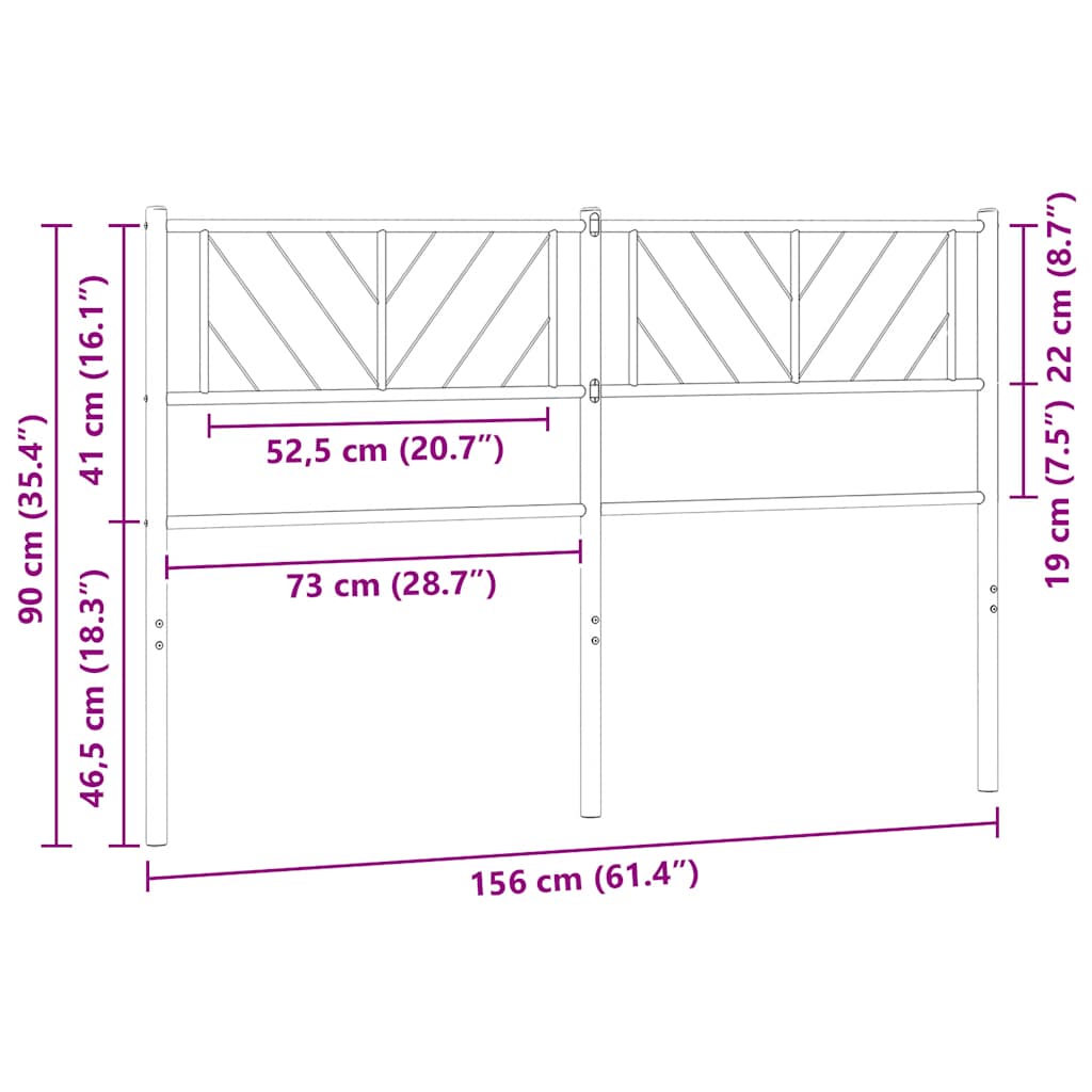 vidaXL Metalowe wymienne wezgłowie, czarne, 150 cm