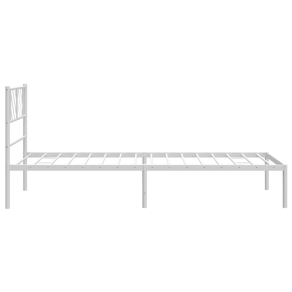 vidaXL Metalowa rama łóżka z wezgłowiem, biała, 90x200 cm