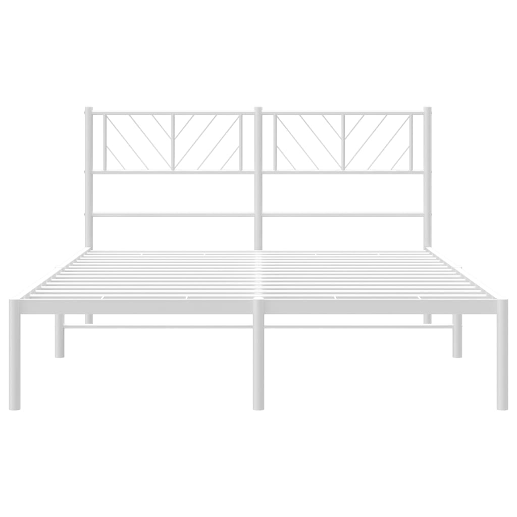 vidaXL Metalowa rama łóżka z wezgłowiem biała, 140x200 cm