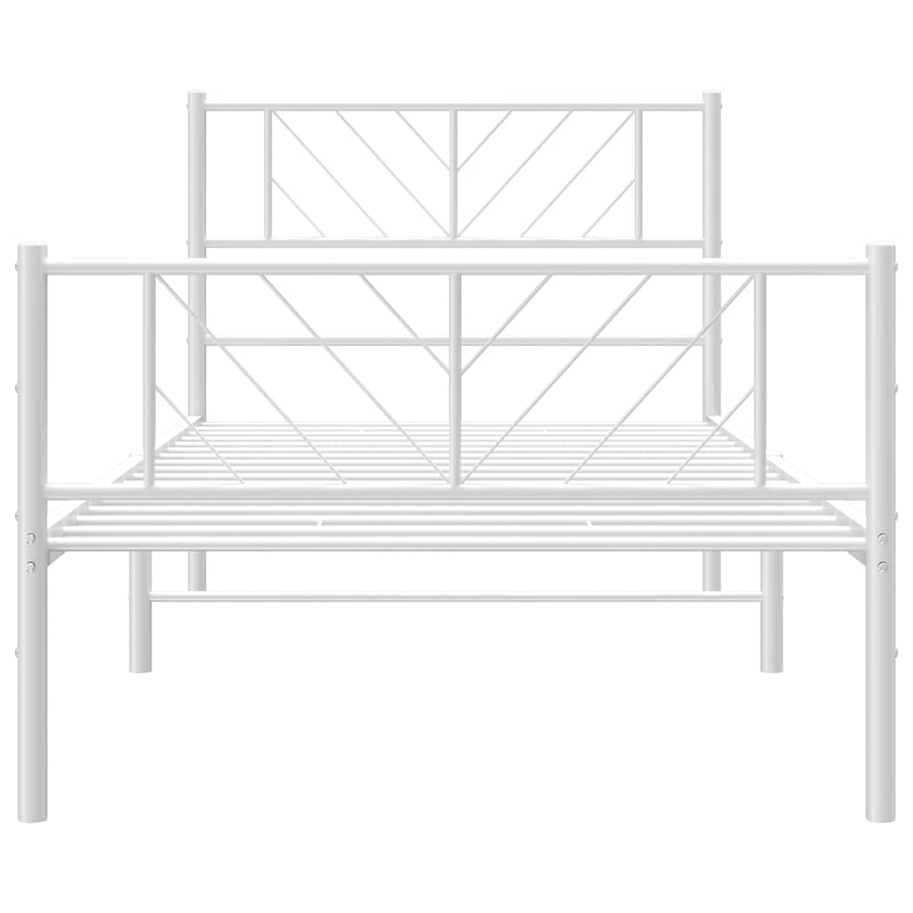 vidaXL Metalowa rama łóżka z wezgłowiem i zanóżkiem, biała, 100x200 cm