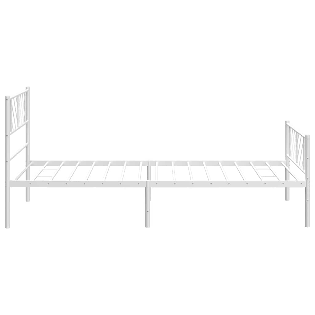 vidaXL Metalowa rama łóżka z wezgłowiem i zanóżkiem, biała, 100x200 cm