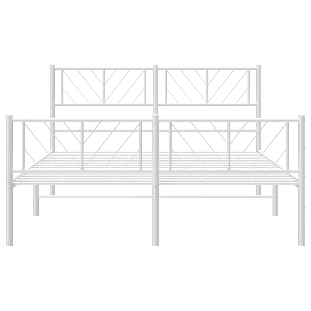vidaXL Metalowa rama łóżka z wezgłowiem i zanóżkiem, biała, 140x190 cm