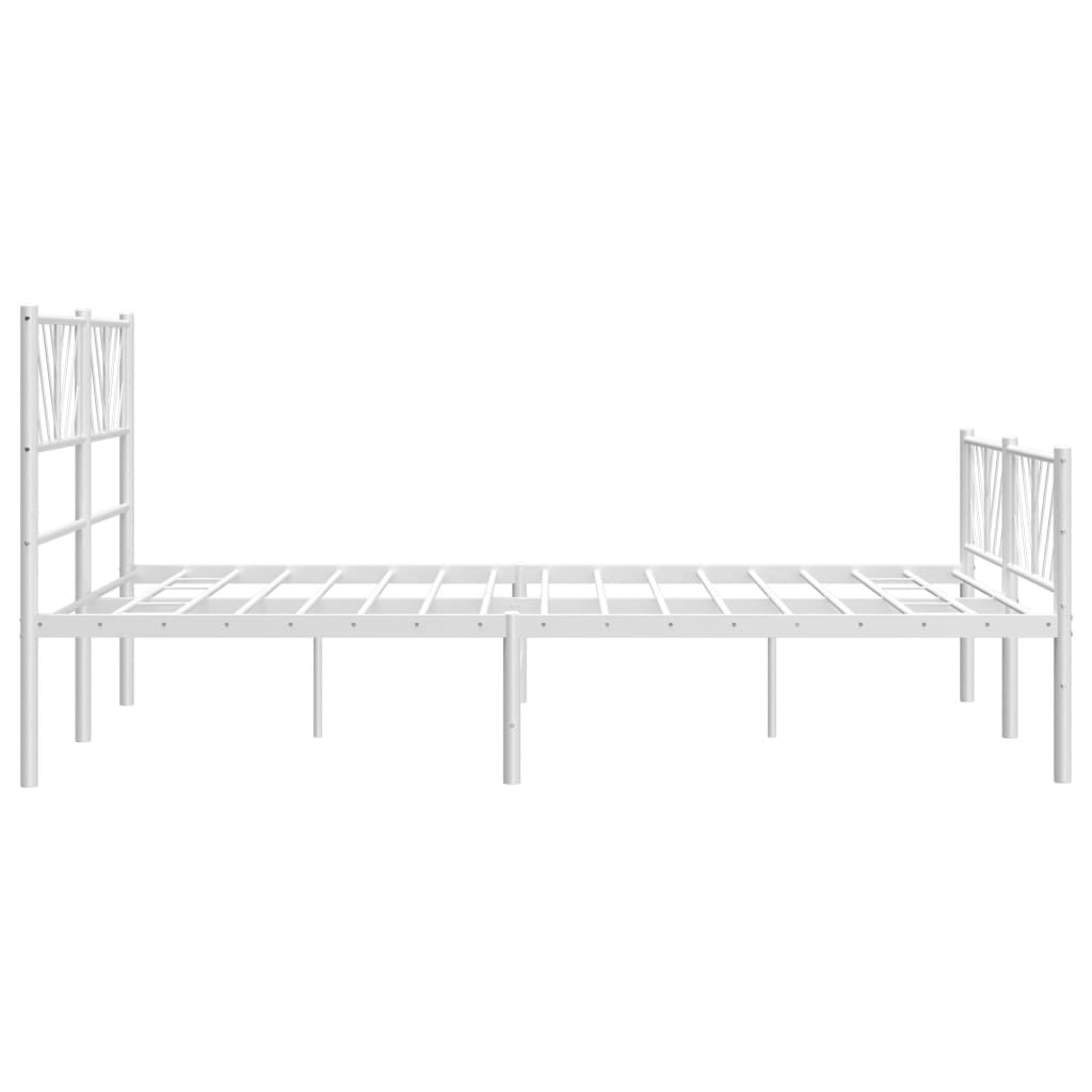 vidaXL Metalowa rama łóżka z wezgłowiem i zanóżkiem, biała, 140x190 cm