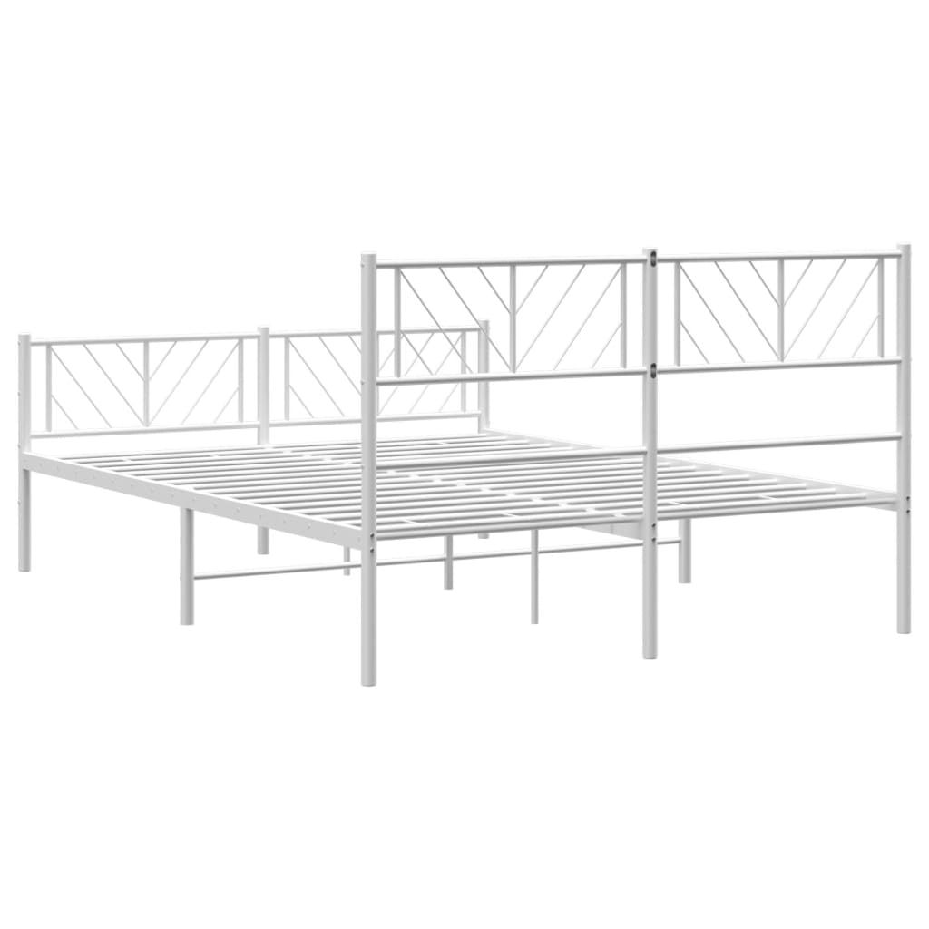 vidaXL Metalowa rama łóżka z wezgłowiem i zanóżkiem, biała, 140x190 cm