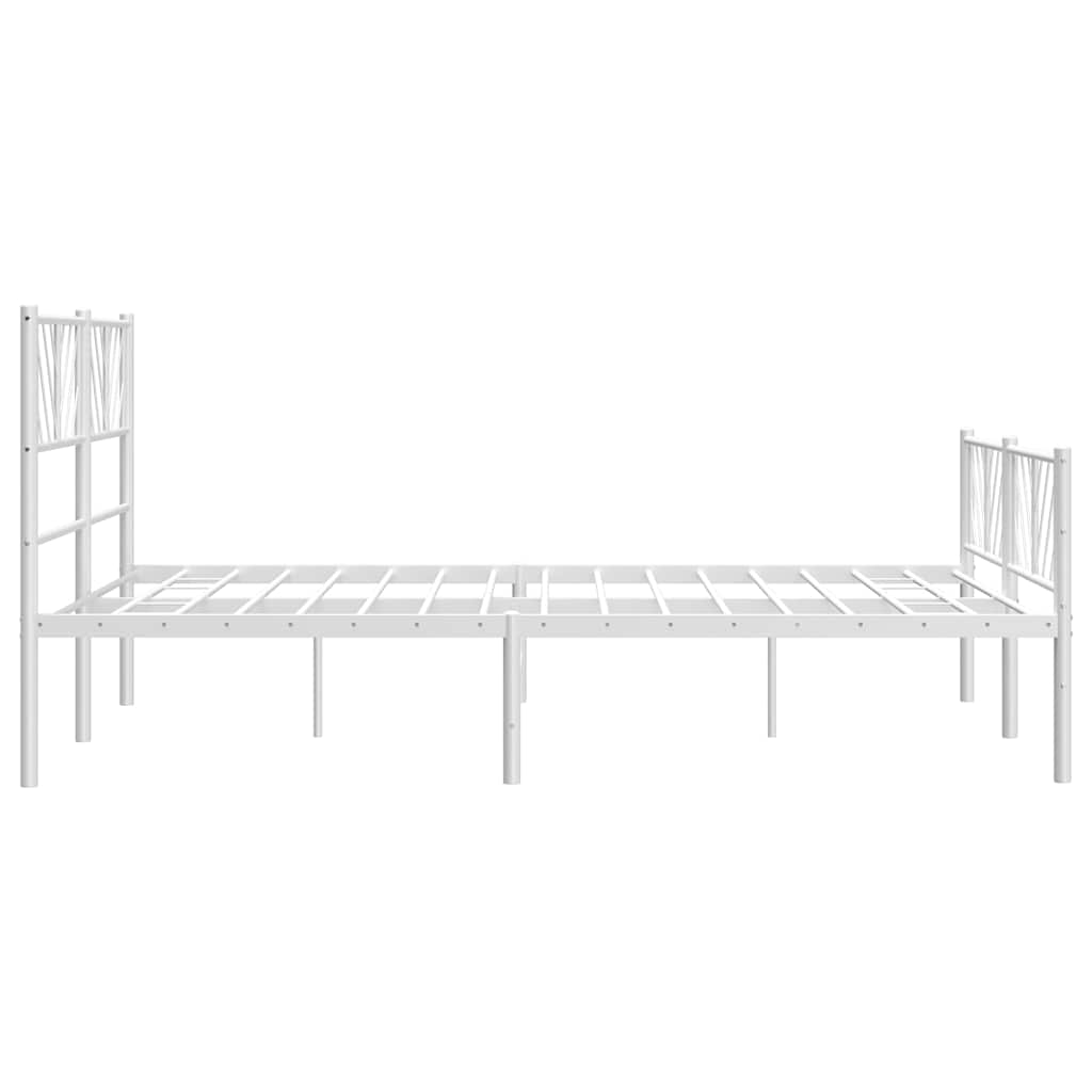 vidaXL Metalowa rama łóżka z wezgłowiem i zanóżkiem, biała, 150x200 cm