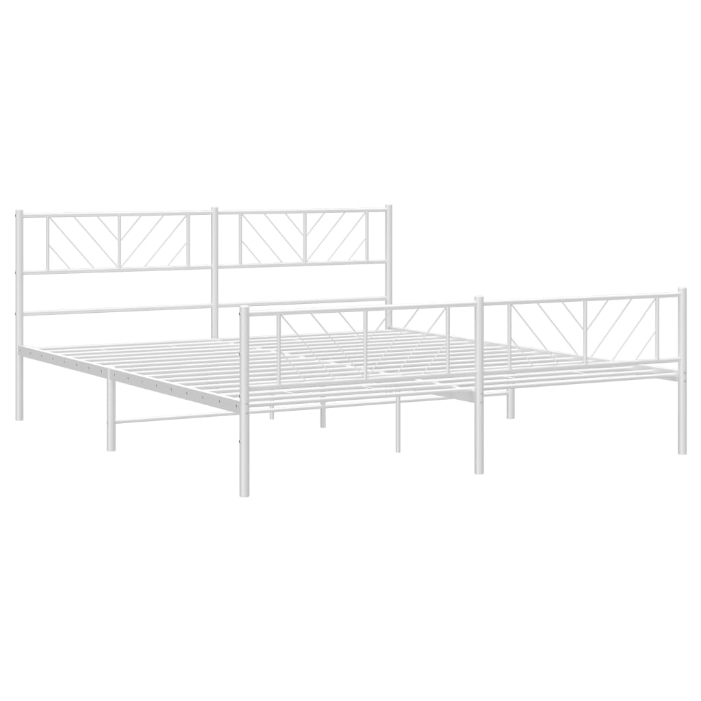 vidaXL Metalowa rama łóżka z wezgłowiem i zanóżkiem, biała, 180x200 cm
