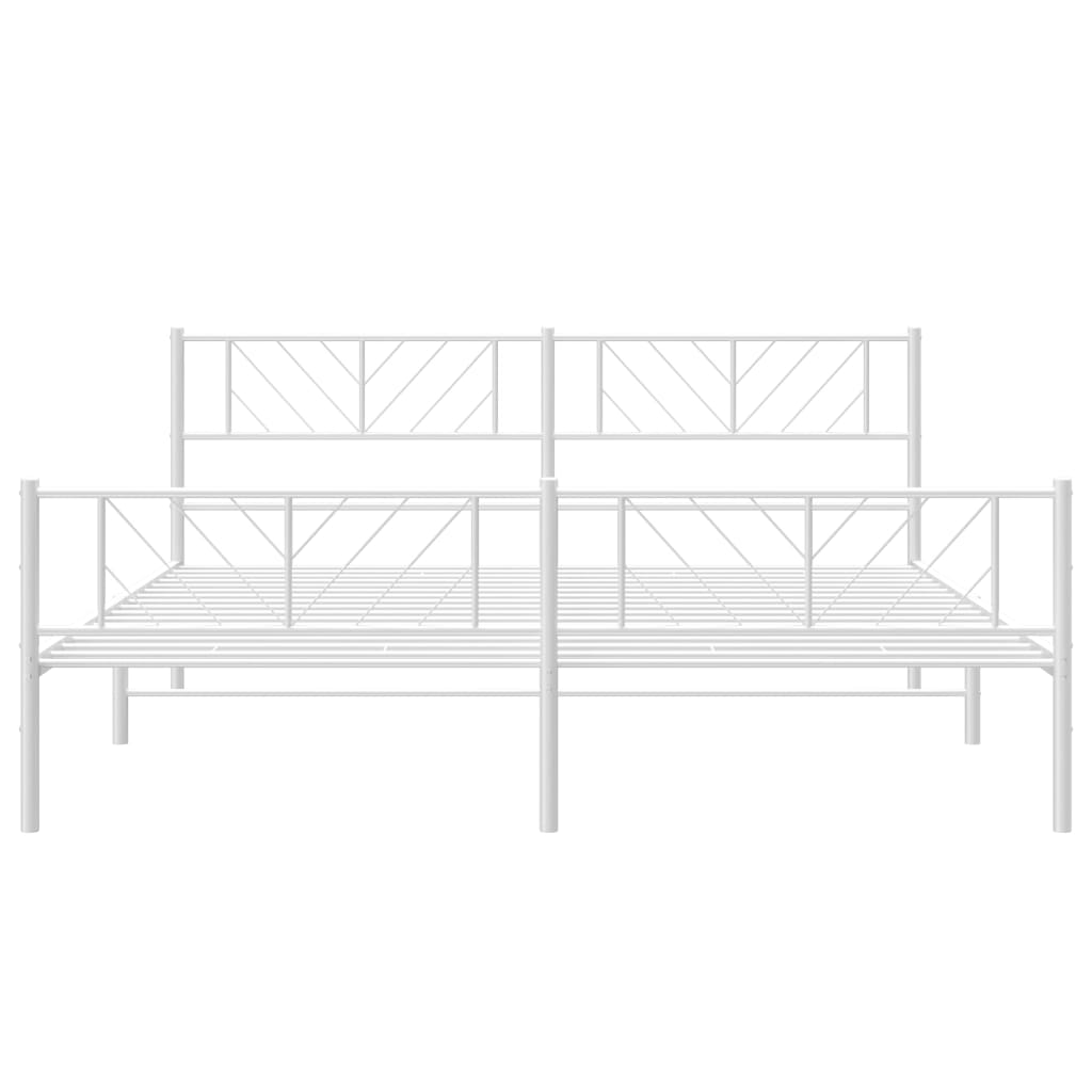 vidaXL Metalowa rama łóżka z wezgłowiem i zanóżkiem, biała, 180x200 cm