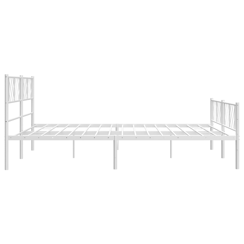 vidaXL Metalowa rama łóżka z wezgłowiem i zanóżkiem, biała, 180x200 cm