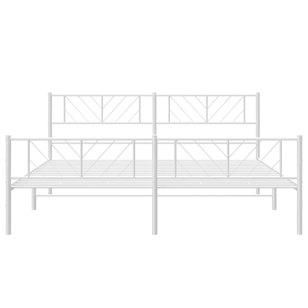 vidaXL Metalowa rama łóżka z wezgłowiem i zanóżkiem, biała, 183x213 cm