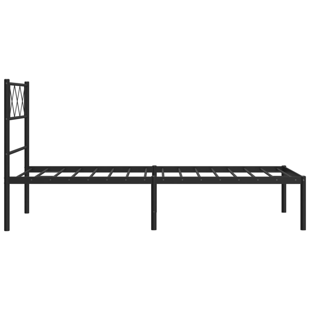 vidaXL Metalowa rama łóżka z wezgłowiem, czarna, 75x190 cm