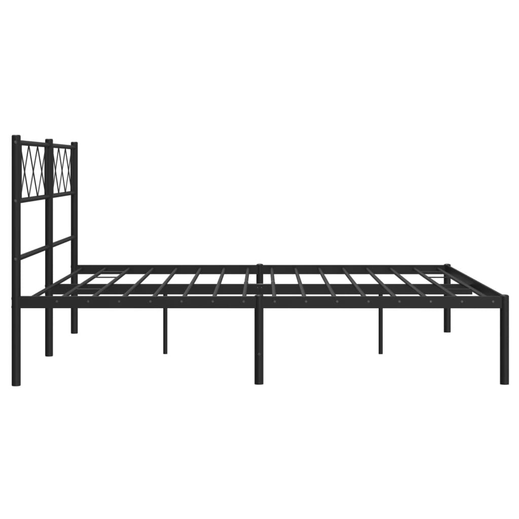 vidaXL Metalowa rama łóżka z wezgłowiem czarna, 140x200 cm