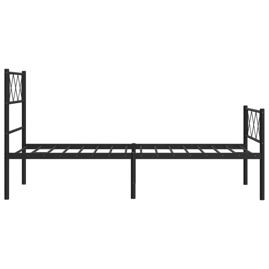 vidaXL Metalowa rama łóżka z wezgłowiem i zanóżkiem, czarna, 90x190 cm