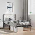 vidaXL Metalowa rama łóżka z wezgłowiem i zanóżkiem, czarna, 100x190cm