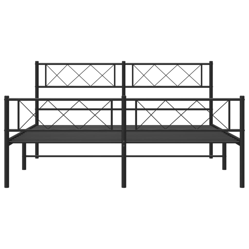 vidaXL Metalowa rama łóżka z wezgłowiem i zanóżkiem, czarna, 140x190cm