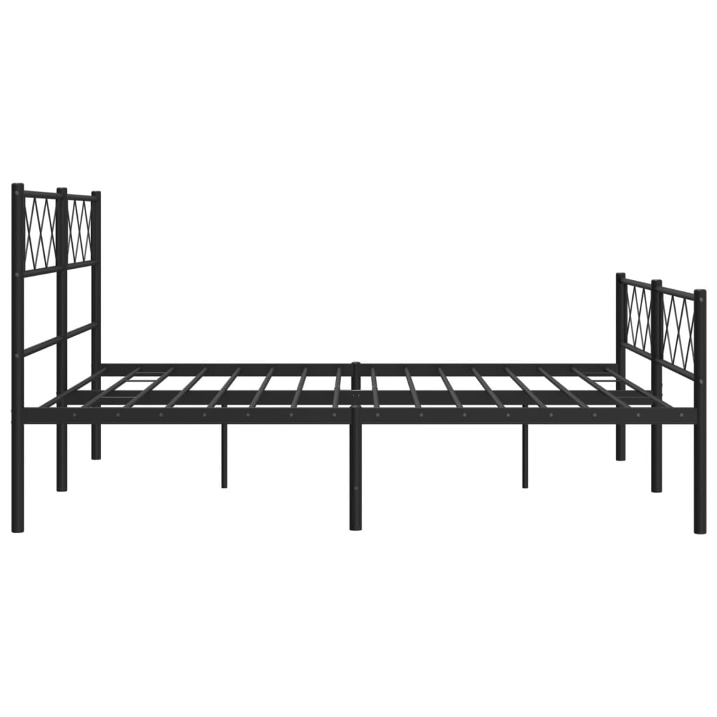 vidaXL Metalowa rama łóżka z wezgłowiem i zanóżkiem, czarna, 140x190cm