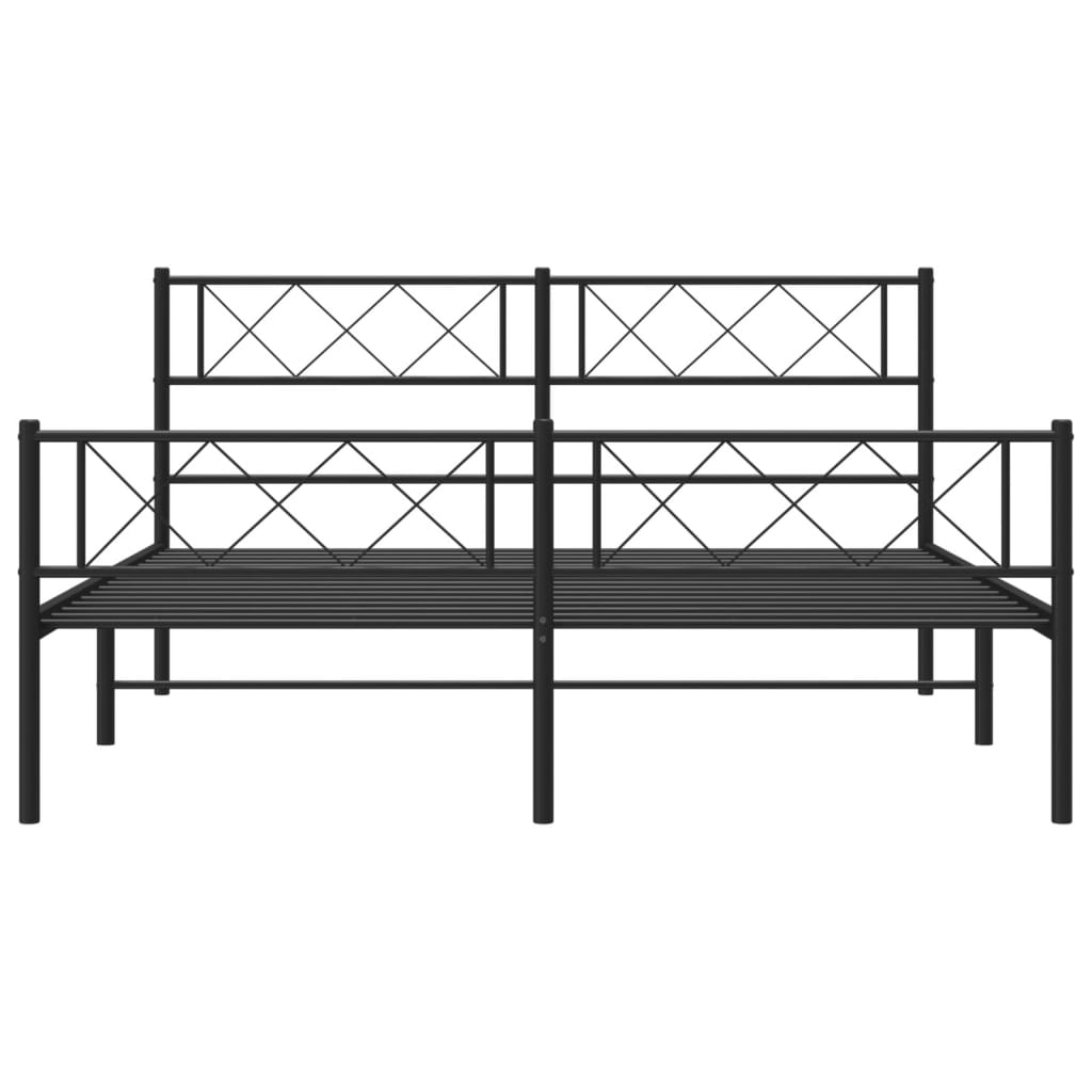 vidaXL Metalowa rama łóżka z wezgłowiem i zanóżkiem, czarna, 140x200cm