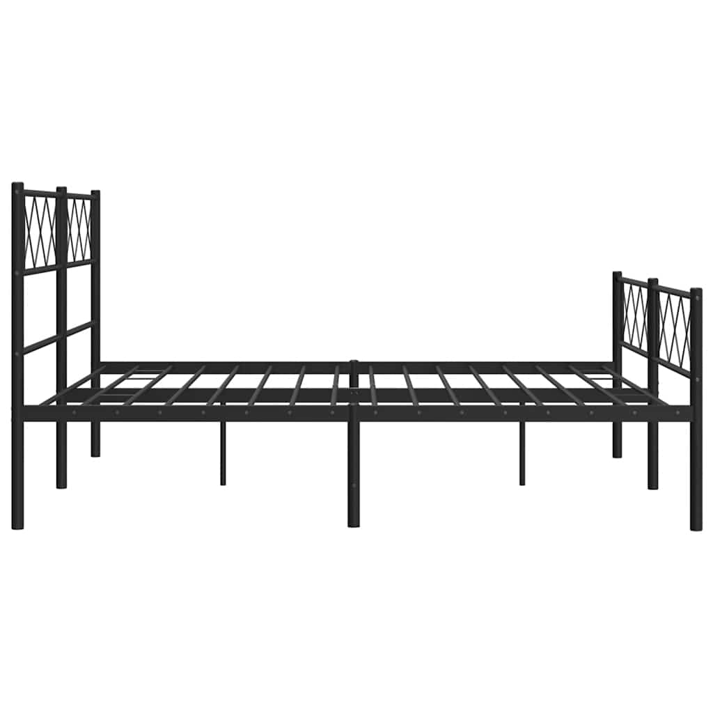vidaXL Metalowa rama łóżka z wezgłowiem i zanóżkiem, czarna, 150x200cm