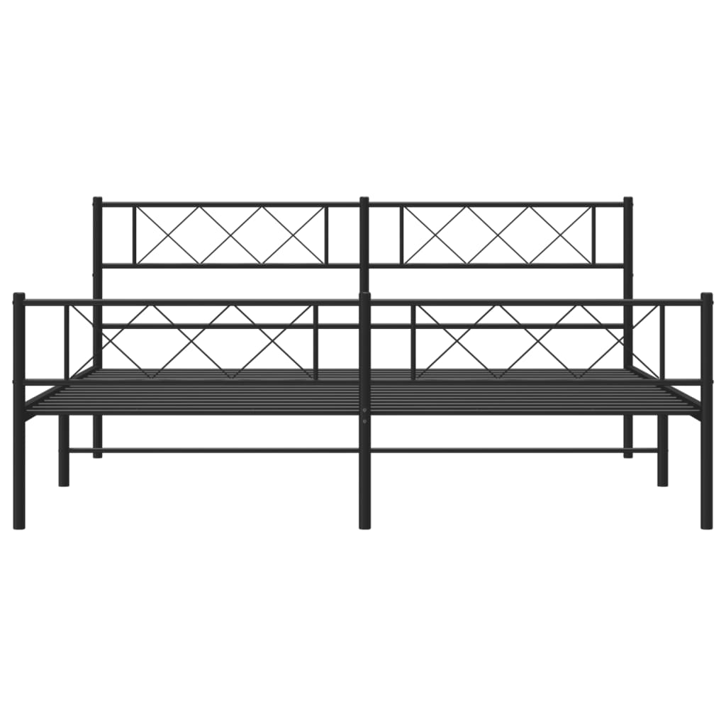 vidaXL Metalowe łóżko z zanóżkiem, bez materaca, czarne, 180x200 cm