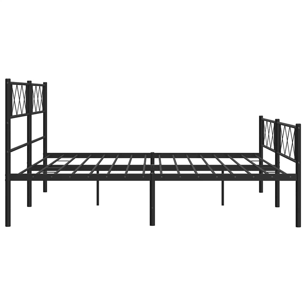 vidaXL Metalowa rama łóżka z wezgłowiem i zanóżkiem, czarna, 183x213cm