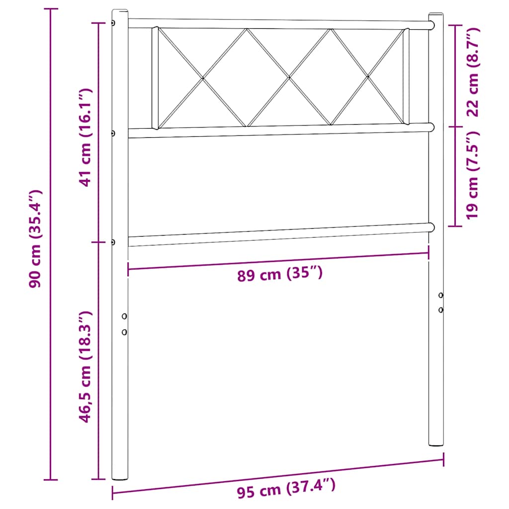 vidaXL Metalowe wymienne wezgłowie, czarne, 90 cm