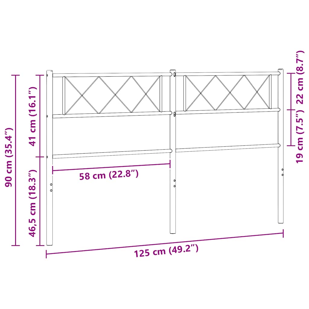 vidaXL Metalowe wymienne wezgłowie, czarne, 120 cm