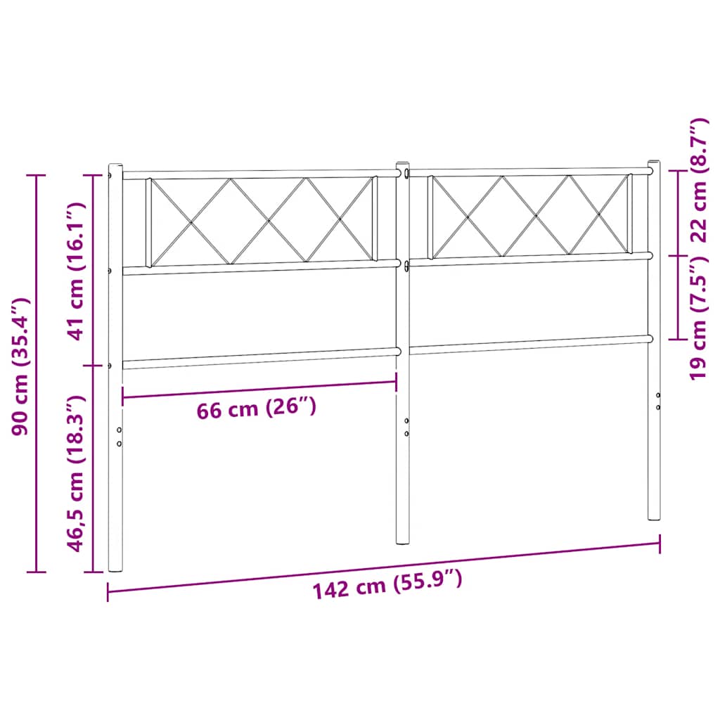 vidaXL Metalowe wymienne wezgłowie, czarne, 135 cm