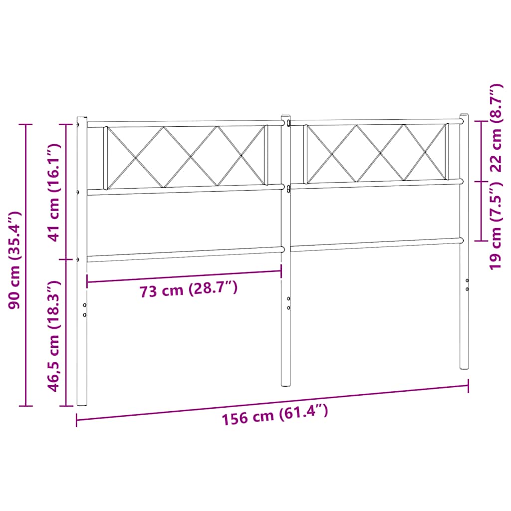 vidaXL Metalowe wymienne wezgłowie, czarne, 150 cm