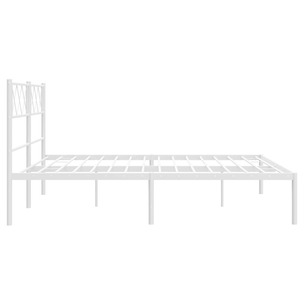 vidaXL Metalowa rama łóżka z wezgłowiem biała, 140x200 cm