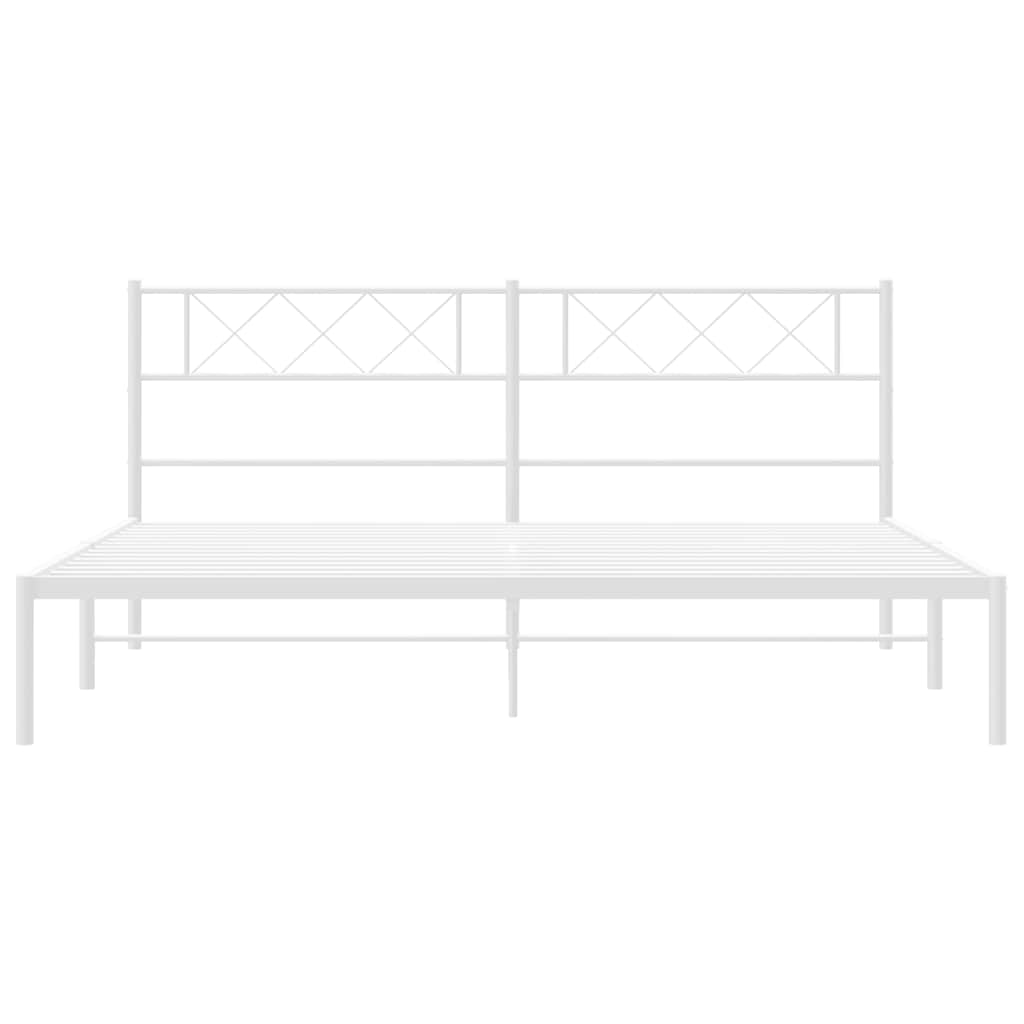 vidaXL Metalowa rama łóżka z wezgłowiem, biała, 160x200 cm