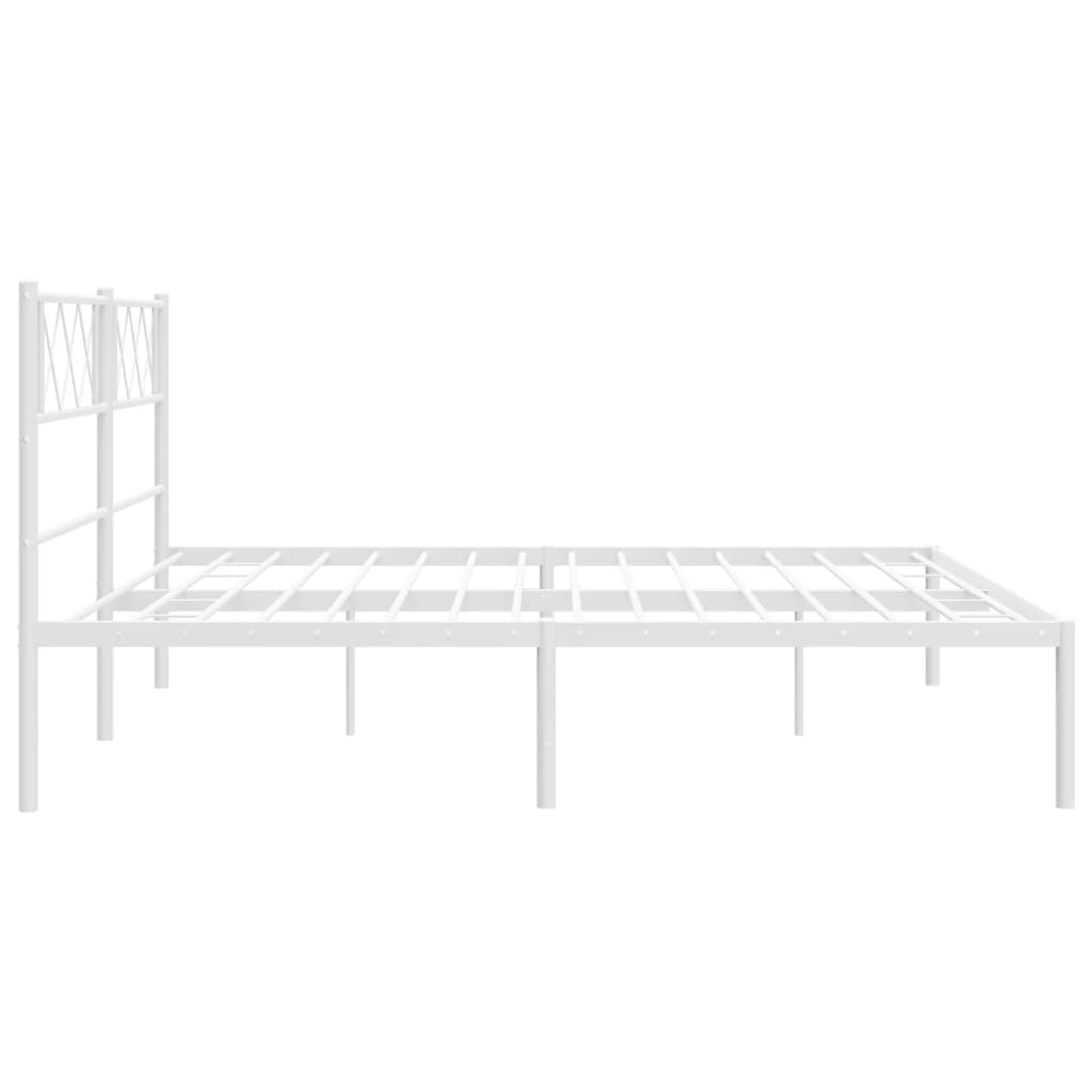 vidaXL Metalowa rama łóżka z wezgłowiem, biała, 200x200 cm