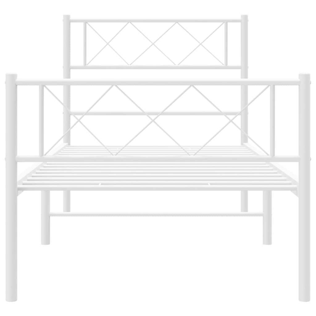 vidaXL Metalowa rama łóżka z wezgłowiem i zanóżkiem, biała, 80x200 cm
